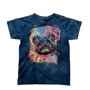 The Mountain Colorful Pug Cotton T-Shirt Size M Blue Multi
